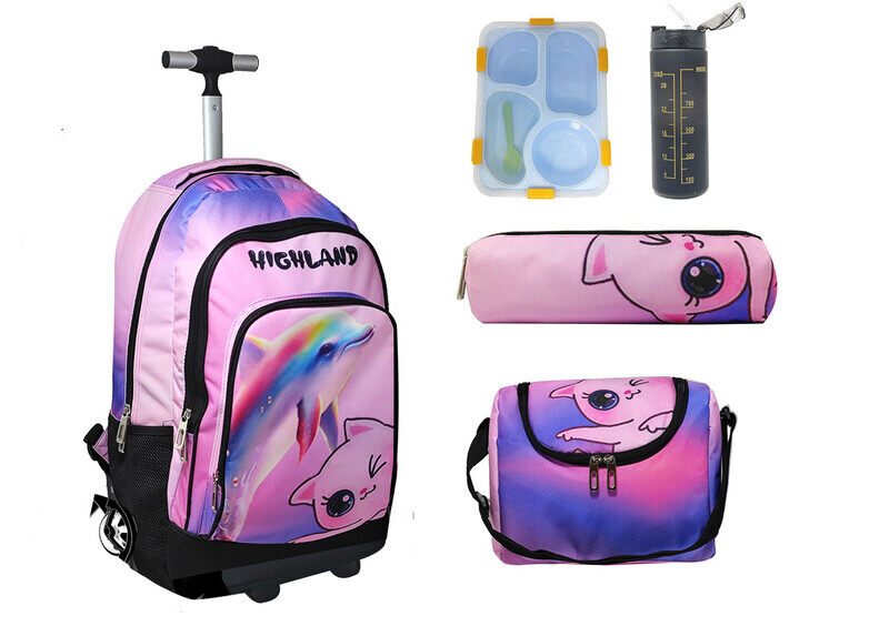 

Highland 2 Wheels Trolley 5 pcs set Dolphin & cat