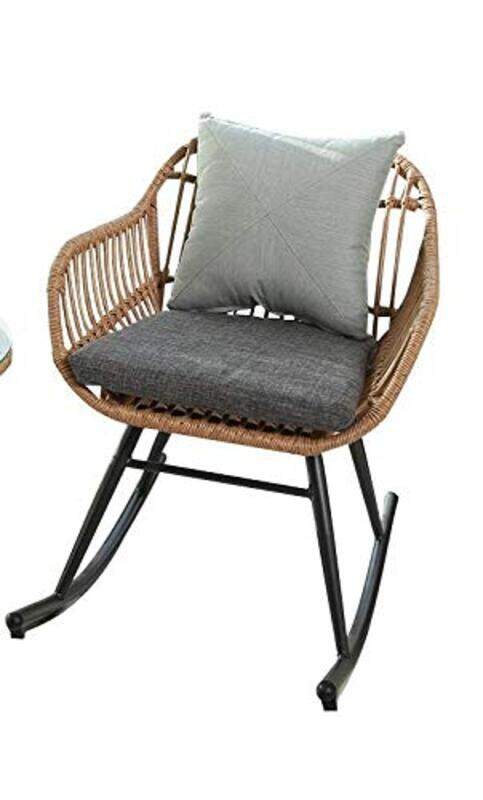 

Ex Rattan Patio Rocking Chair, Black/Beige