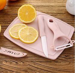 Ex 3-Piece Household Super Sharp Ceramic Knife Peeler Set, Pink