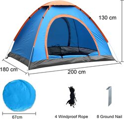 Yulan 4 Person Waterproof Outdoor Camping Pop Up Tent, Multicolour