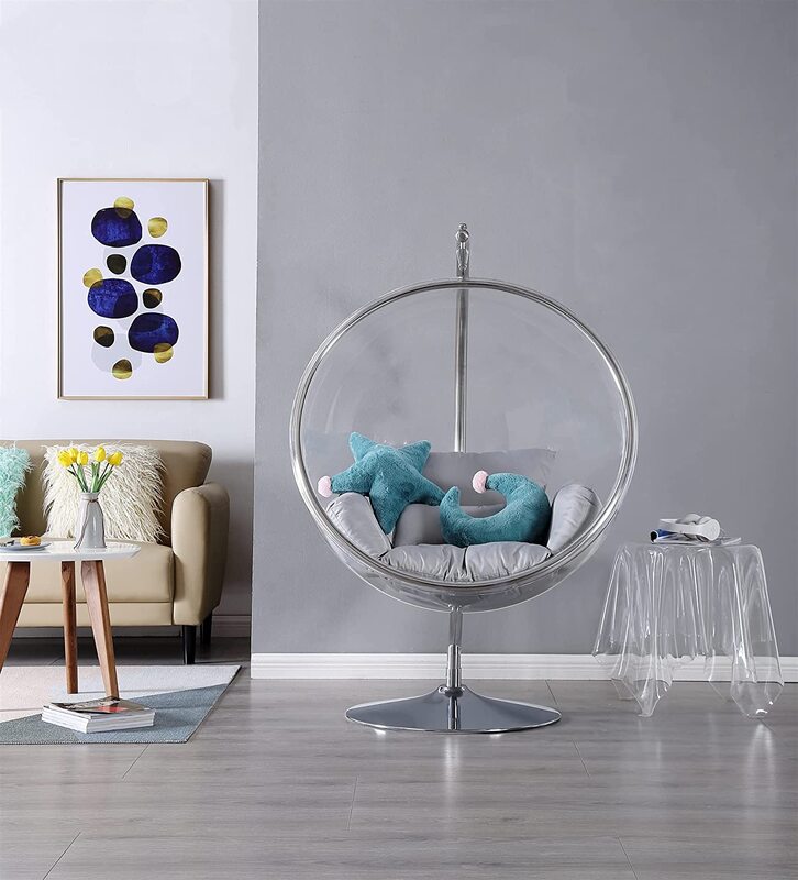 Yulan Transparent Bubble Swing Chair, Silver