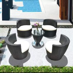 EX 1 Table Outdoor Cafe Garden with Rocket Design 4 Chairs Set, JHA-080, Black