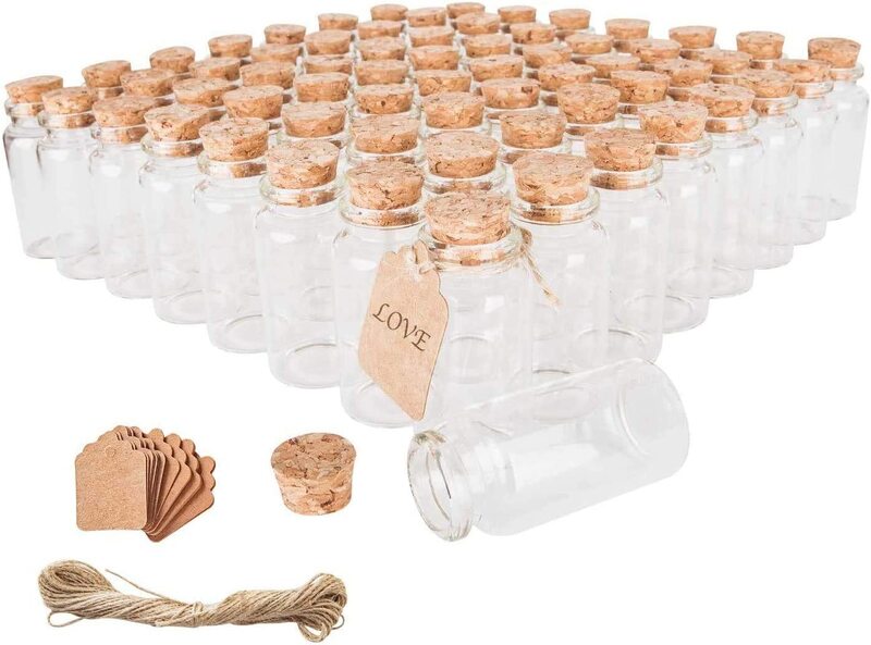 Ex Cork Stoppers 30ml Glass Bottles, Clear, 12 Pieces