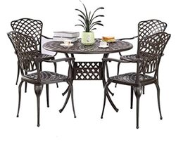 Yulan Outdoor Cast Aluminium Coffee Table Chairs Set, Black