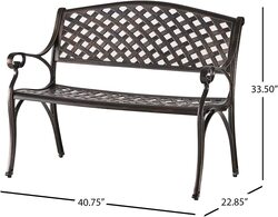 Yulan Vintage Design Cast Aluminium Frame Deck Rest and Comfort Bench, Brown