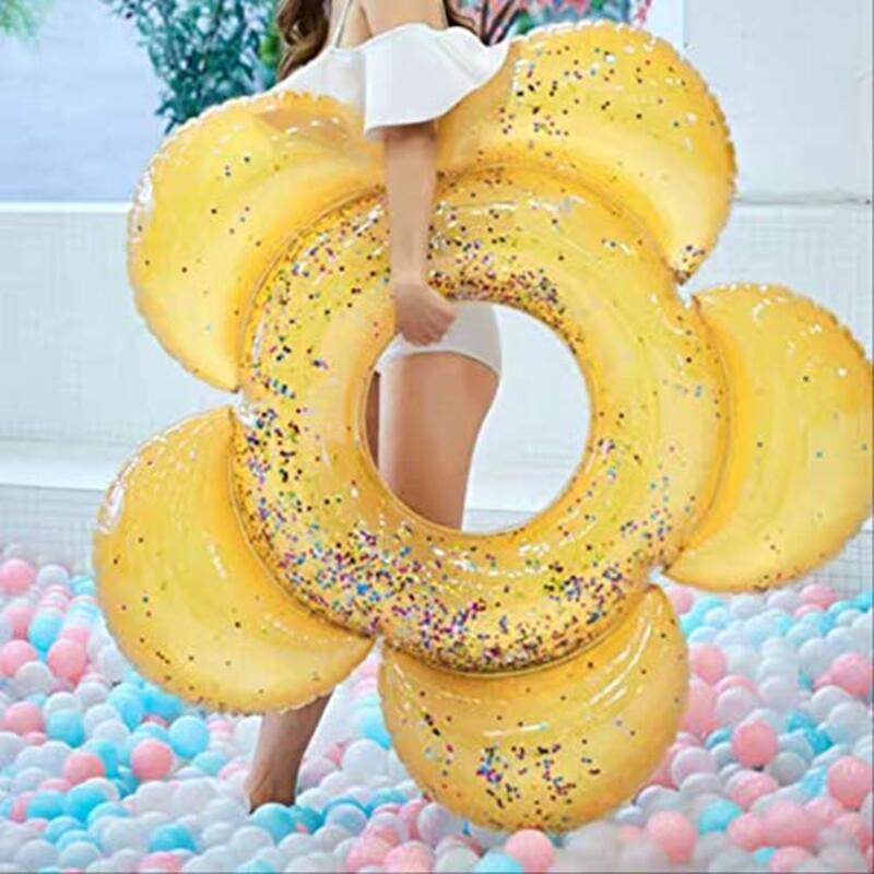 Yulan Flower Inflatable Float Pool Ring, 140 x 140cm, Gold