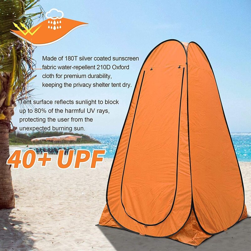 Yulan Outdoor Portable Shower Pop Up Tent, Orange