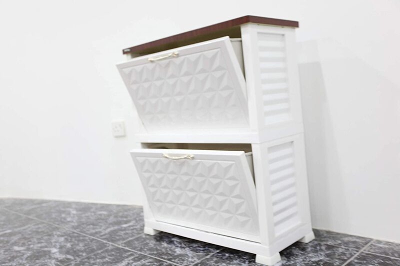 Yulan Shoe Storage Bench with Flip-Out Drawer Wooden Shoe Storage Shelf, 1692-058, White