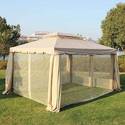 Yulan Outdoor Patio Garden Gazebo with Mosquito Net, YRG-S018-301, Beige/Khaki