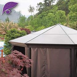 Ex Yulan Outdoor 4 x 4m Patio Aluminium Gazebo Party Tent Hard Roof Garden Shelter, Z034-1, Black