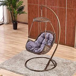 Yulan Hanging Chair with Tufted Cushion & Stand, Multicolour