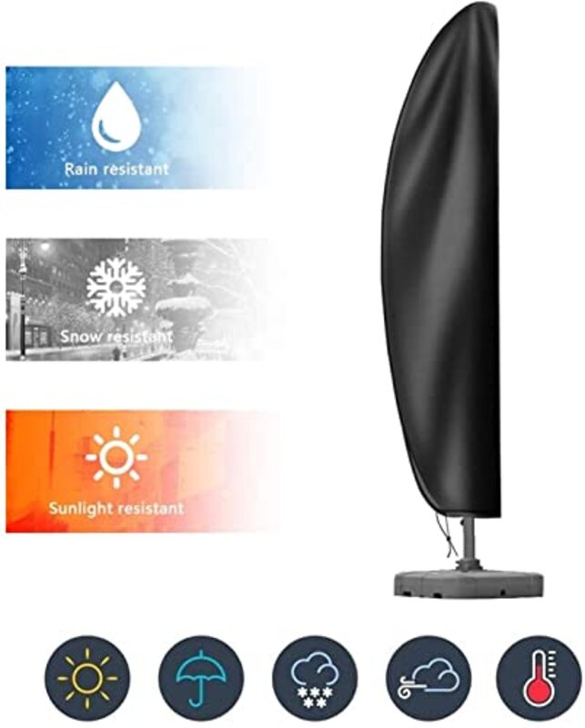 Yulan Outdoor Patio Cantilever Umbrella Cover with Zipper Durable Polyester, 30x81x45, Black