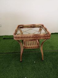 Yulan Patio Rattan Coffee Table for Garden Furniture Sets, 4 Piece Yellow