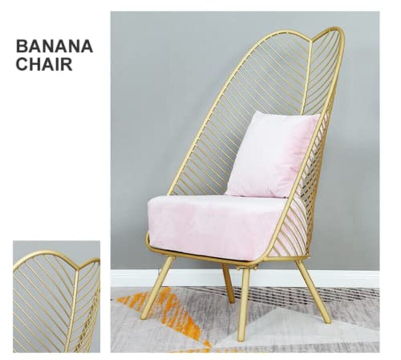Yulan Modern Luxury Iron Golden Metal Living Room Table & Chair Set, Multicolour