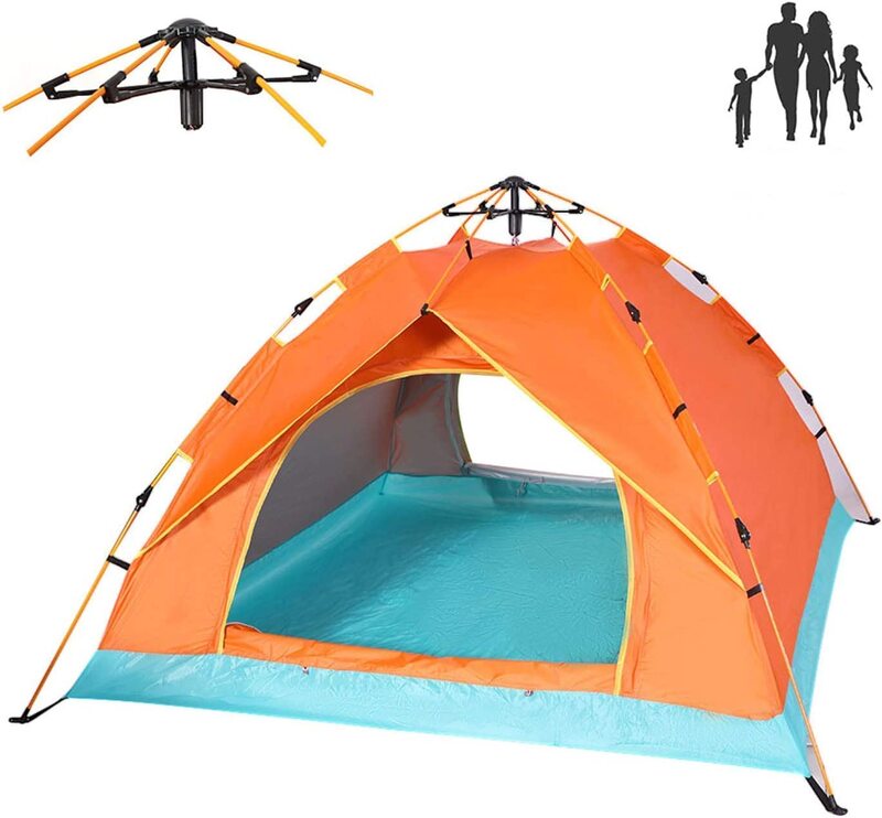 Yulan 4 Person Waterproof Pop Up Tent, Multicolour
