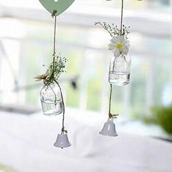 Yulan Flower Plant Hanging Glass Vases, Green, 4 Pieces
