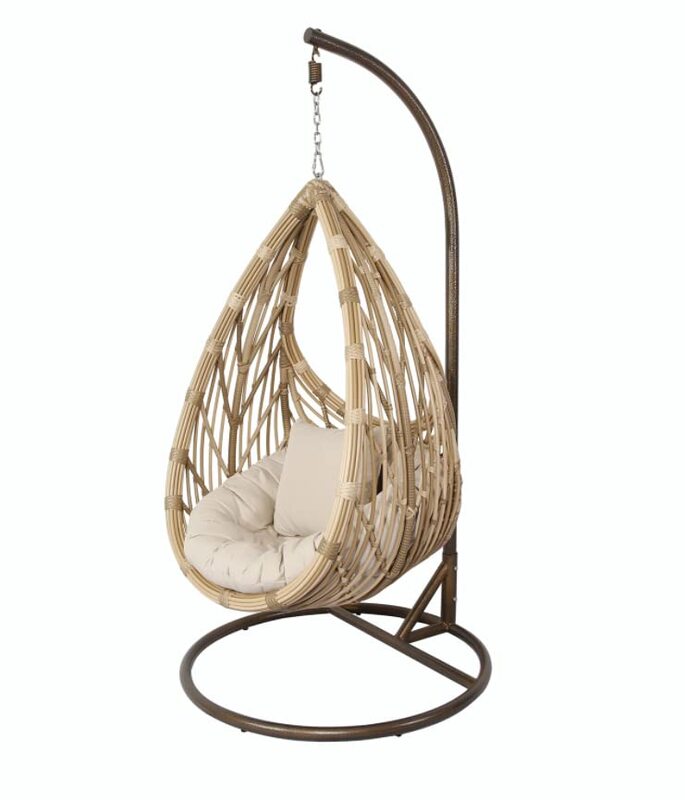 Yulan Rattan Bird Nest Swing Hanging Chair, 519, Beige