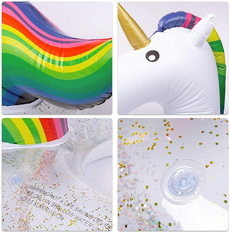 Yulan Unicorn Inflatable Float Pool Ring, Multicolour
