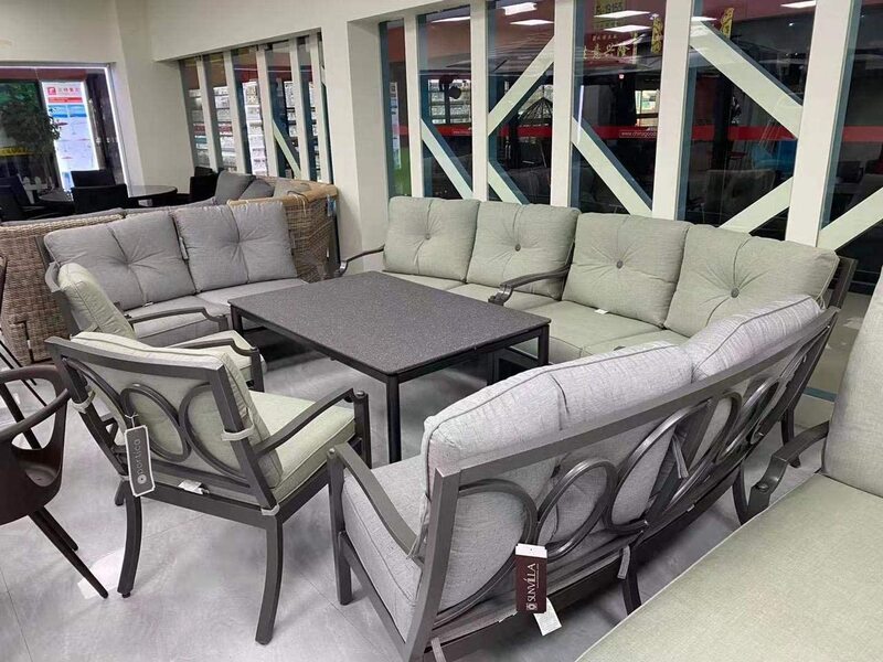 Ex Yulan Aluminium Sofa Set with Chair & Table, 7 Pieces, Grey