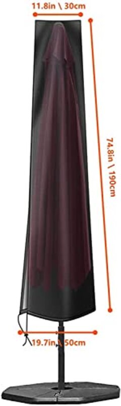 Yulan Outdoor Patio Cantilever Umbrella Cover with Zipper Durable Polyester, 190x50x30, Black
