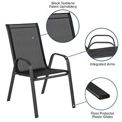 Yulan Comfortable Elastic Material Outdoor Stacking Chair, Black