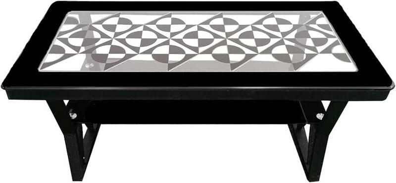 Yulan Modern Rectangle Tempered Glass Coffee Table, Black