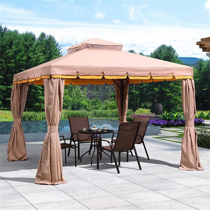 Yulan Metal Frame Weather Resistant Garden Gazebo Tent, Brown