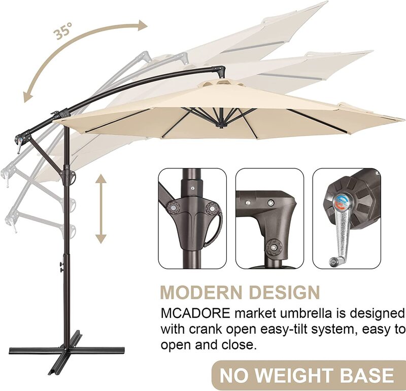 Yulan Yulan Outdoor Cantilever Garden Parasol Banana Patio Umbrella with Crank Handle and Tilt for Outdoor Sun Shade, Khaki