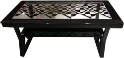 Yulan Modern Rectangle Tempered Glass Coffee Table, Black