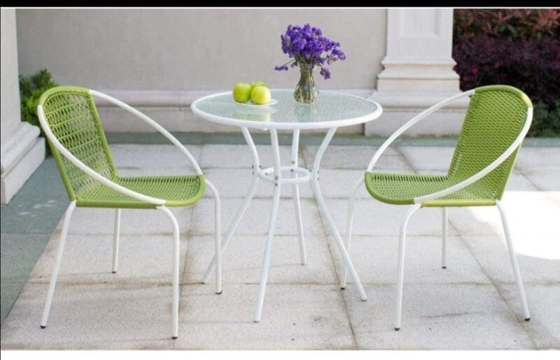 Ex Outdoor Rattan Tables and 4 Chairs Set for Garden Villa, Multicolour
