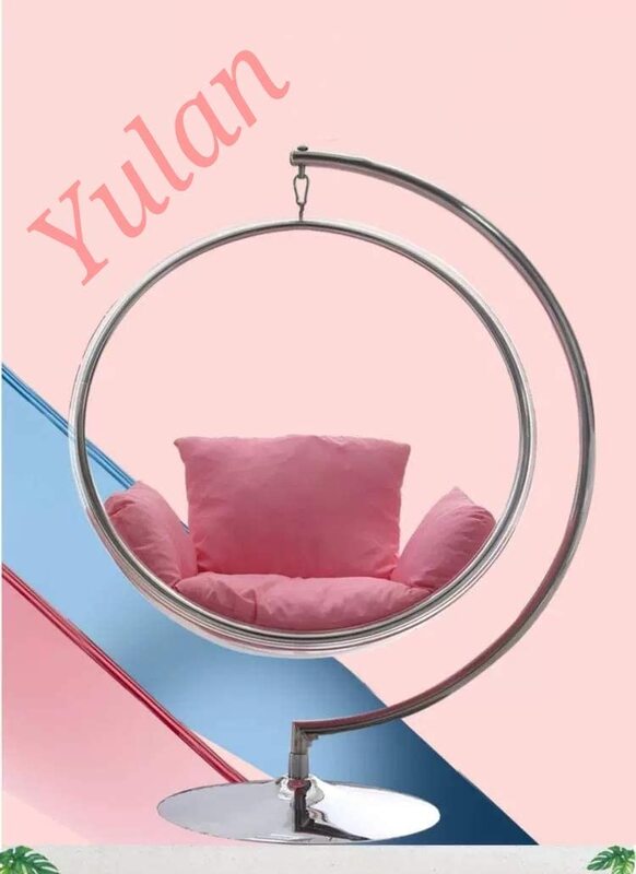 Ex Yulan Transparent Bubble Chair Glass Cradle Hanging Basket Chair for Indoor Balcony Home Hemisphere Swing Chair, Multicolour