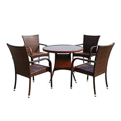 Yulan Patio Table & Arm Chairs Set, 5 Pieces, Brown