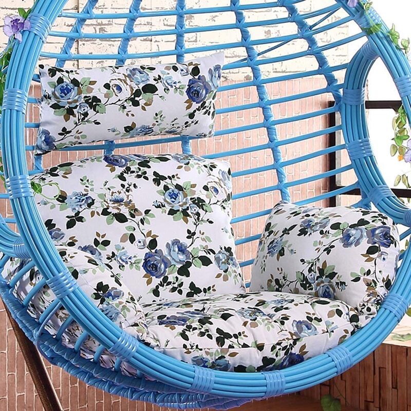 Yulan Single Size Egg Hanging Hammock Chair Cushion, Blue