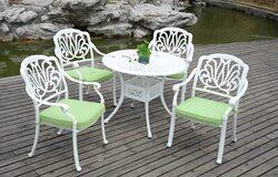 Yulan Aluminium Coffee Table & Chairs Set, 4 Pieces, White/Green