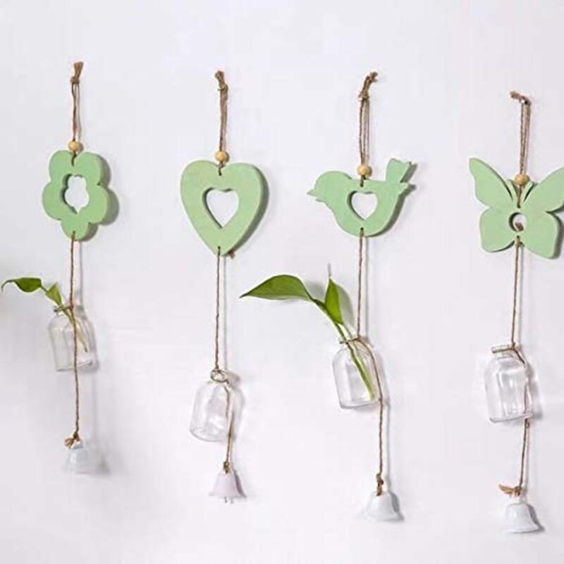 Yulan Flower Plant Hanging Glass Vases, Green, 4 Pieces