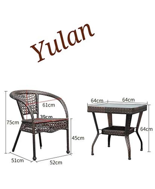 Conversation Outdoor Patio Garden Coffee Table Furniture Set, YL21011-369, Brown