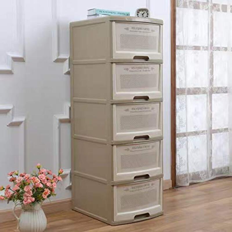 Yulan 5-layer Plastic Storage Box Cabinet, 8913-044, Beige