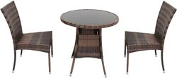 Ex Rattan Table & Chairs Set, 5 Pieces, Brown