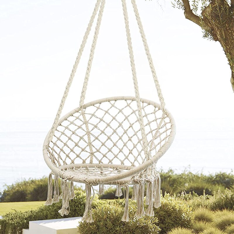 Yulan Cotton Rope Hanging Macrame Swing Chair, White