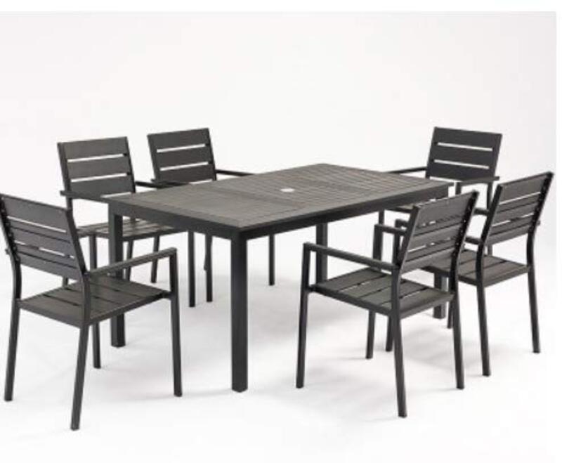 Ex Outdoor Furniture 6-Seater Aluminium Dinning Set with Cushion, Black