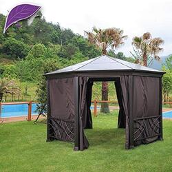 Ex Yulan Outdoor 4 x 4m Patio Aluminium Gazebo Party Tent Hard Roof Garden Shelter, Z034-1, Black