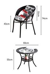 Yulan 2-Piece Rattan Chair & Table Set for Garden Backyard Balcony Patio Furniture, 579, Black