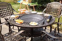 Yulan Outdoor Patio Fire Set All-Weather Outdoor Conversational BBQ Set, Grey