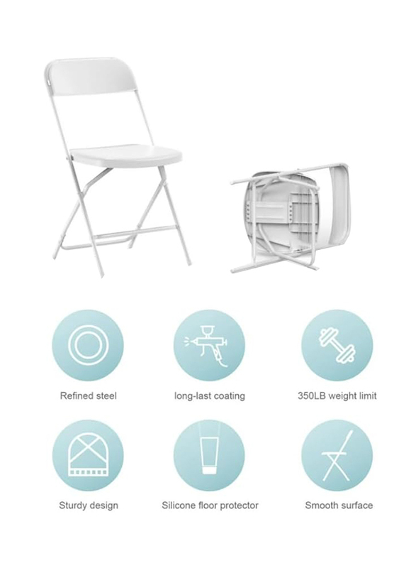Yulan YZ101-0380 Outdoor Folding Plastic Chairs, White