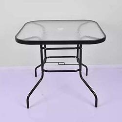 Yulan Outdoor Iron Glass Table, Black