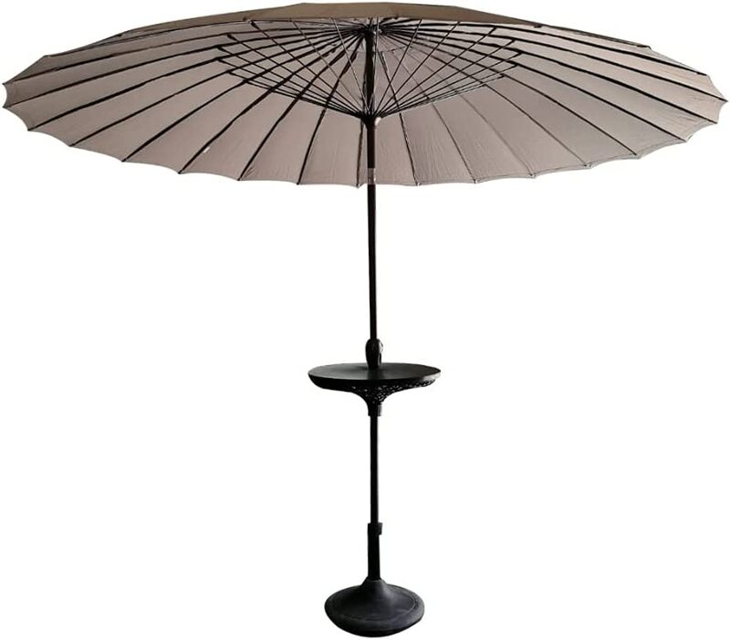 Yulan Round Umbrella Parasol for Garden Patio Outdoor Sunshade, Brown