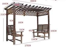 EX Wooden Grape Rack Outdoor Patio Anti-Corrosion Wooden Pavilion with Table, YL23-331, Brown