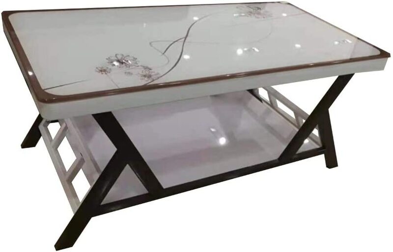 Modern Dining Table with Glass Top, YL21401-373, Black/White