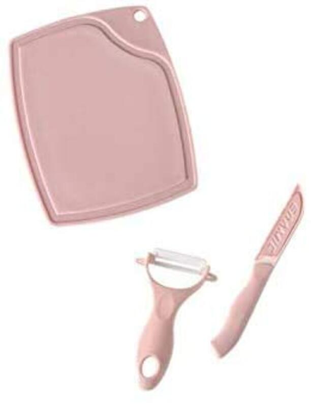 Ex 3-Piece Household Super Sharp Ceramic Knife Peeler Set, Pink