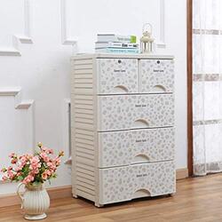 Yulan Flower Design Storage Cabinet, White